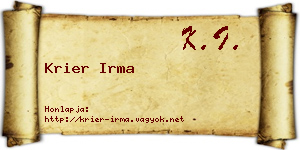 Krier Irma névjegykártya